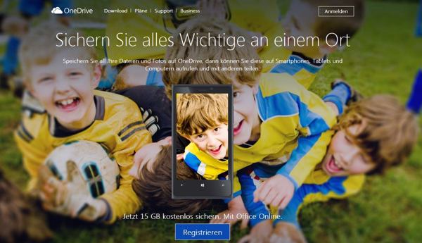 Perverser Zufall: Ausgrechnet mit Kinderbildern wirbt derzeit Microsoft auf der Startseite von OneDrive (Bild: Microsoft)