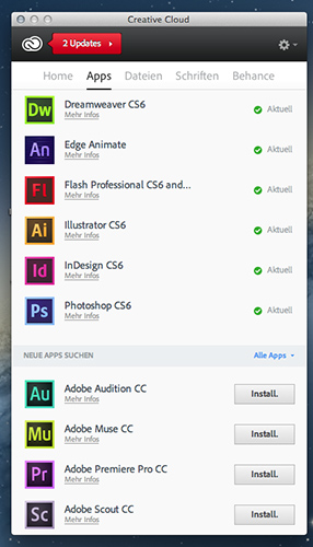 Mit der Creative Cloud arbeiten Anwender immer mit der aktuellesten Version inklusive aller Updates.