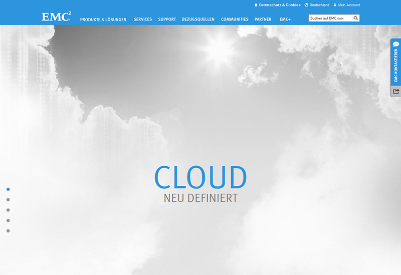 Der Webauftritt von EMC ist ganz auf die Cloud ausgerichtet (www.germany.emc.com/cloud).