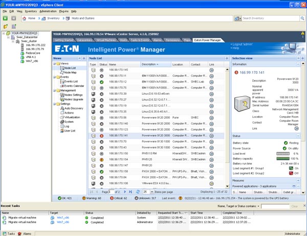 Power Manager-Software für den Vcenter Server; Quelle: Eaton/VMware