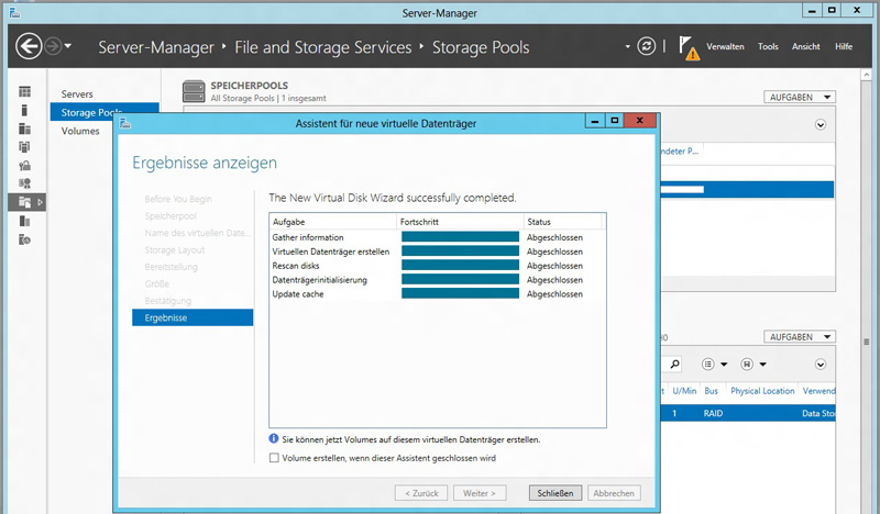 Wenn der neue virtuelle Datenträger erfolgreich angelegt wurde, erscheint er wieder in der Datenträgerverwaltung – als nicht zugewiesener Bereich.