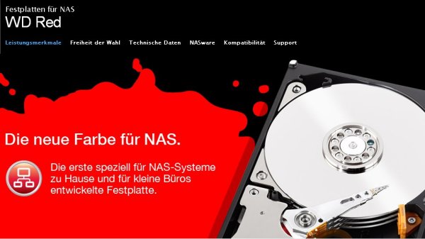 »WD Red«: Festplatten-Homepage in Rot (Bild: Western Digital)