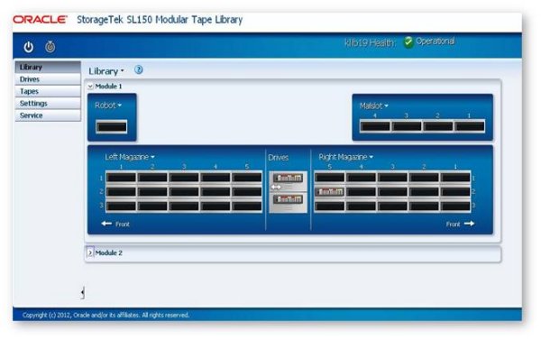 Neue Bedieneroberfläche der »StorageTek SL150« (Bild: Oracle)