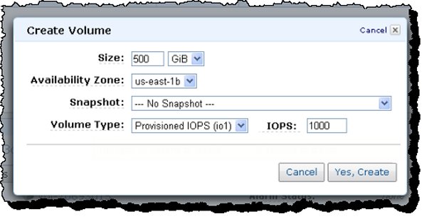 »Provisioned IOPS«: Konsole zum Kreieren von IOPS (Bild: AWS)