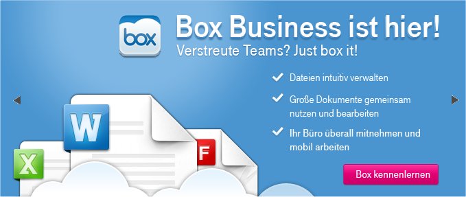 Online-Anwendung »Box« auf dem »Business Marketplace« (Bild: Telekom)