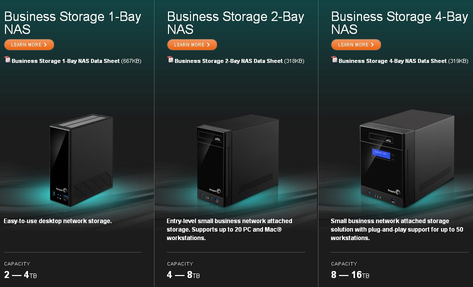 NAS-Serie »Business Storage« von 2 bis 16 TByte (Bild: Seagate)