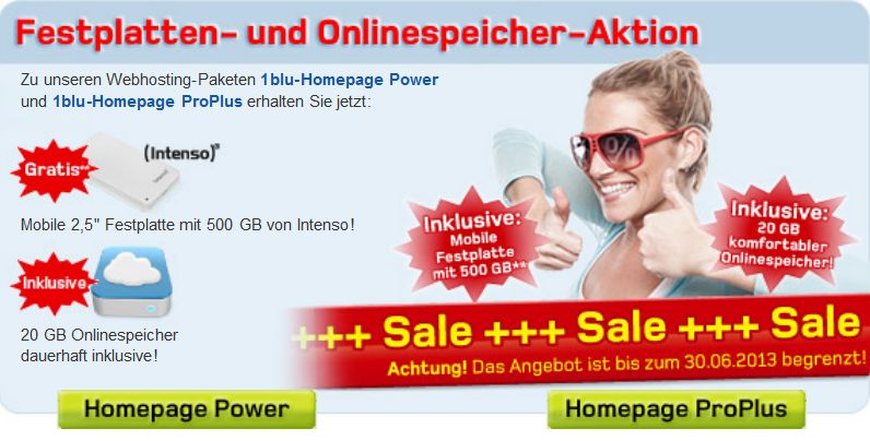 Sommer-Special 2013 mit externer Intenso-Festplatte (Bild: 1blu)