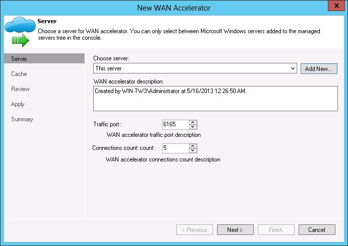 Konfiguration der WAN­Beschleunigung in »Backup & Replication v7« (Bild: Veeam)