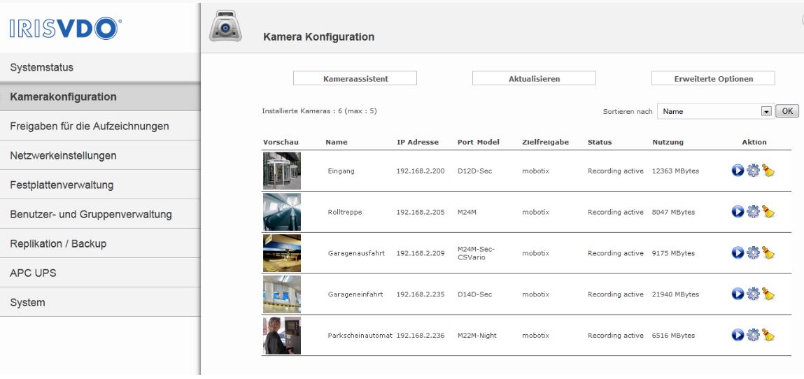 Kamera-Konfiguration mit der Irisvdo-Software (Bild: Irisvdo)