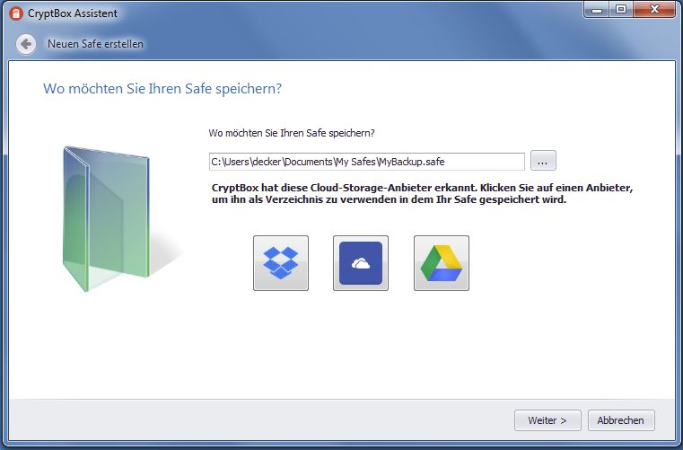»CryptBox 2014« versteht Dropbox, Microsoft Skydrive und Google Drive (Bild: Abelssoft)