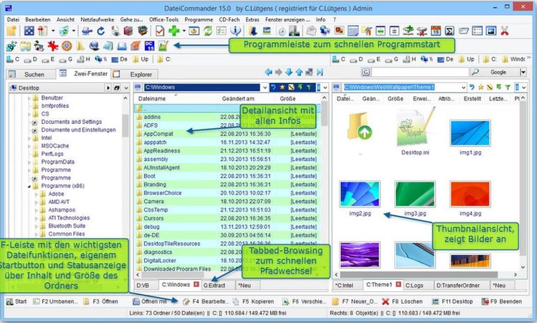 »DateiCommander 15« mit vielen neuen Funktionen (Bild: Christian Lütgens)