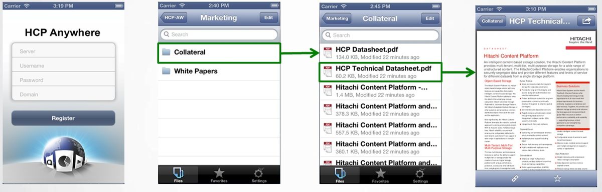 File-Sharing via Smartphone mit HCP Anywhere (Bild: HDS)