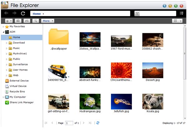 Der »File Explorer im neuen NAS-Betriebssystem ADM (Bild: Asustor)