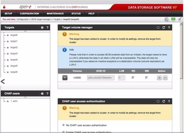 Der iSCSI-Target-Manager in »DSS V7« (Bild: Open-E)