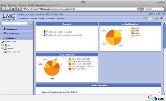 Dashboard für die »Liscon«-Thin-Client-Produktreihe (Bild: Sysob/Stratodesk)