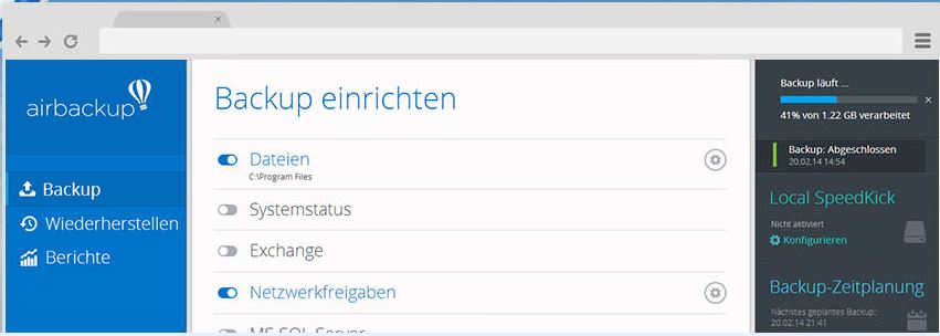 Backup einrichten von »airbackup« (Bild: Teamviewer)