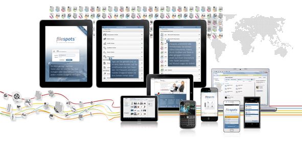 Cloud-Storage »filespots« auf allen Mobil-Geräten (Bild: Filespots)