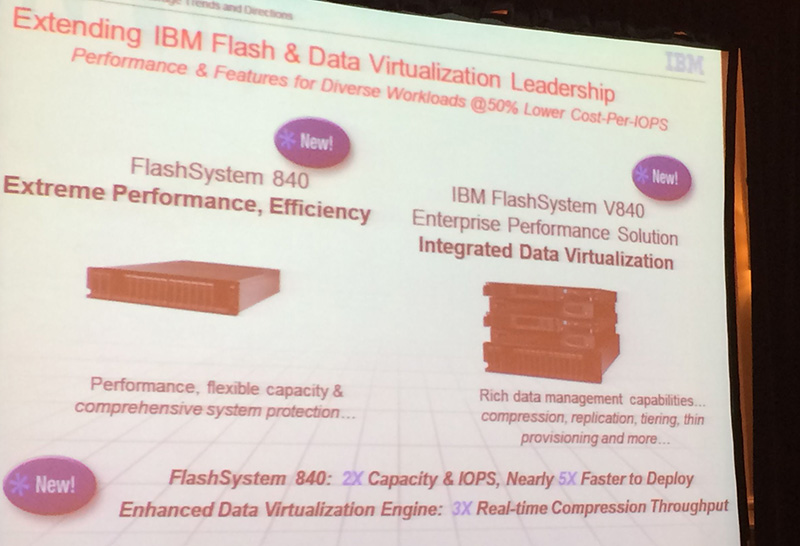 Auch das »FlashSystem 840« bekam ein Upgrade, und zwar um die Variante »FlashSystem V840«, wobei das »V« für die integrierte Virtualisierung steht. 