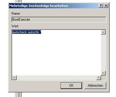 Ausschalten des chkdsk-Kommandos in der Windows-Registry