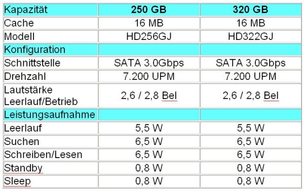 Technische Daten »Spinpoint F4« (Quelle: Samsung)