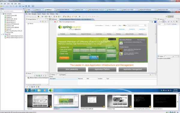 Vmware »Workstation 8«: neue Darstellung der aktiven VMs in Form von Briefmarken (Thumbnails)