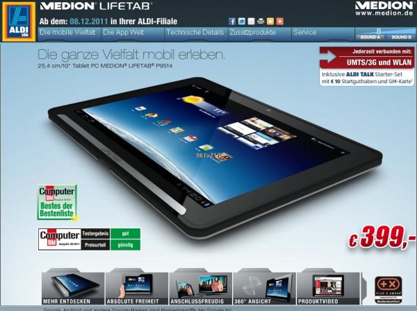 Medion »Lifetab P9514« im Aldi-Shop