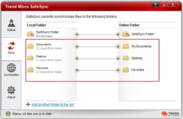 Neues Feature Synchronisation bei »SafeSync« (Bild: Trend Micro)