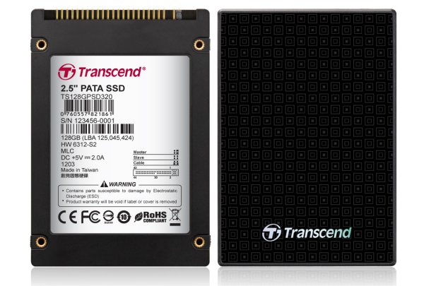 2,5-Zoll-SSD »PSD320« mit 44-Pin-PATA-Anschluss (Bild: Transcend)