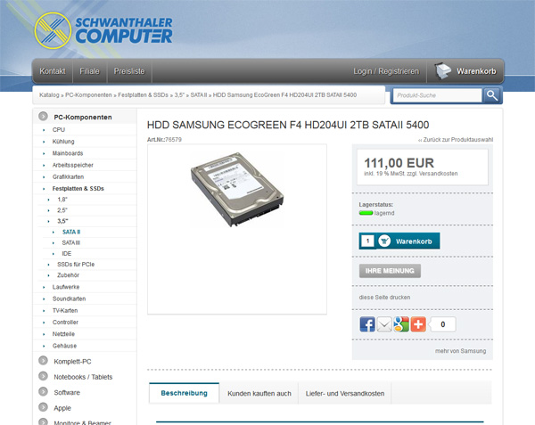 Preis für 2-TByte-Disk schnellt von 62 auf 111 Euro.