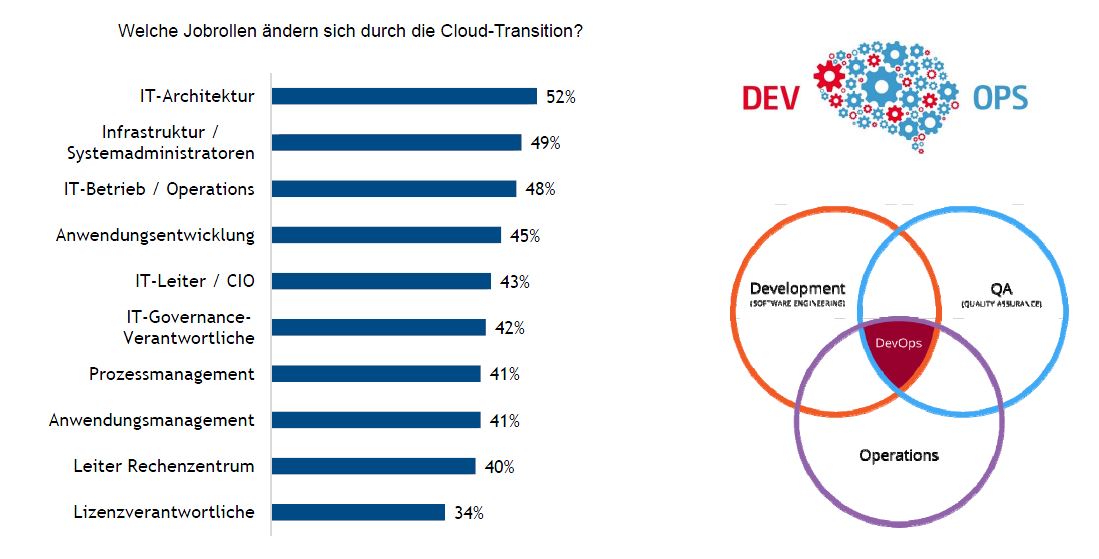 Jobrollen der IT-Architekten und Systemadministratoren dürften sich am intensivsten durch die Cloud-Transition verändern (Bild/Quelle: IDC)