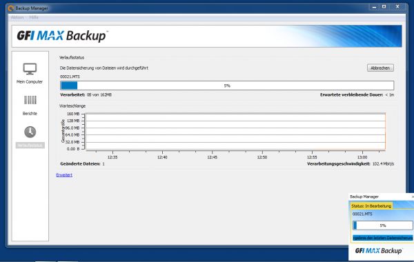 Mit Hilfe der »LocalSpeedVault«-Technologie wird eine Kopie der gesicherten Dateien auf einem lokalen Datenträger abgelegt (Bild: GFI Max Backup)