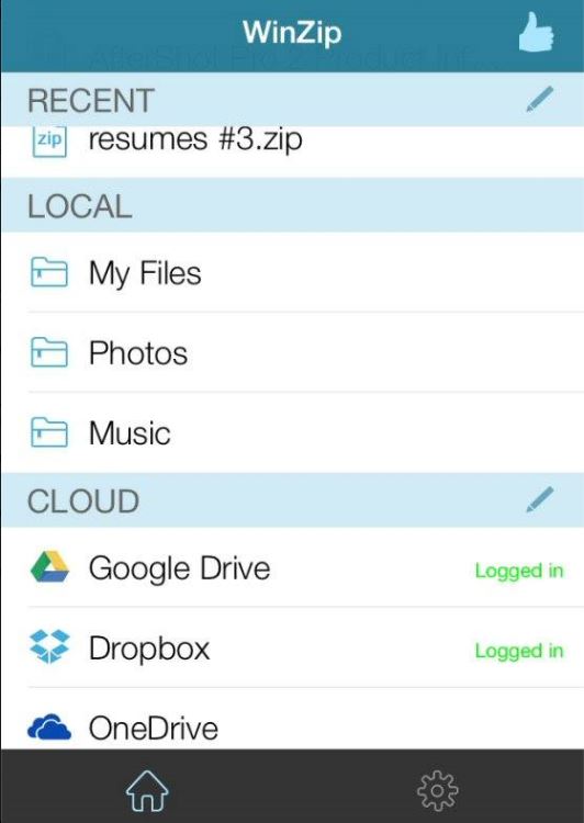 App für Winzip für iOS versteht nun auch mit Dropbox, Google Drive und OneDrive (Bild: Winzip/Globell)