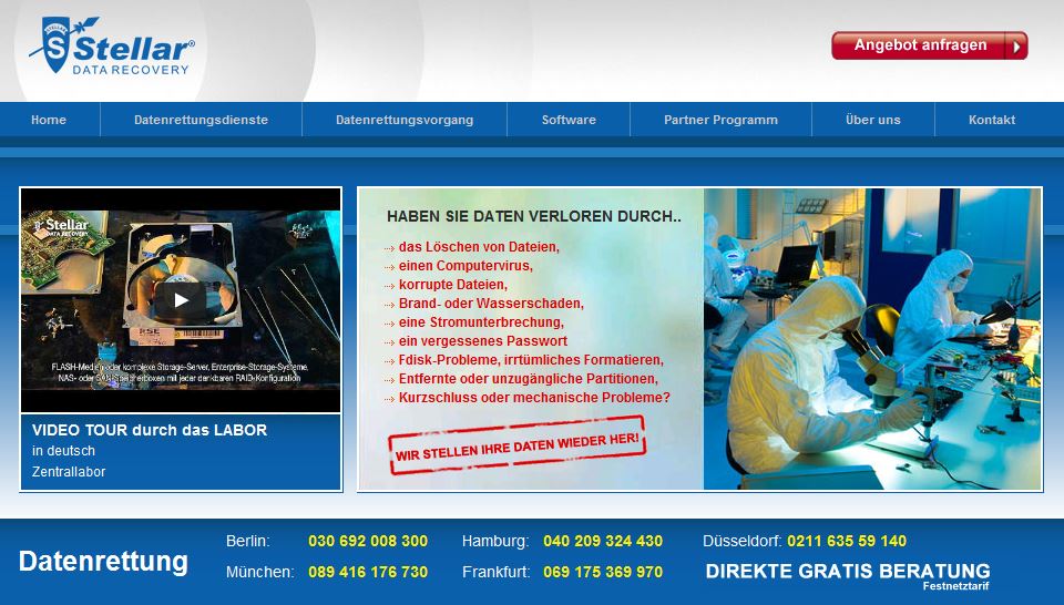 Homepage von Stellar Datenrettung