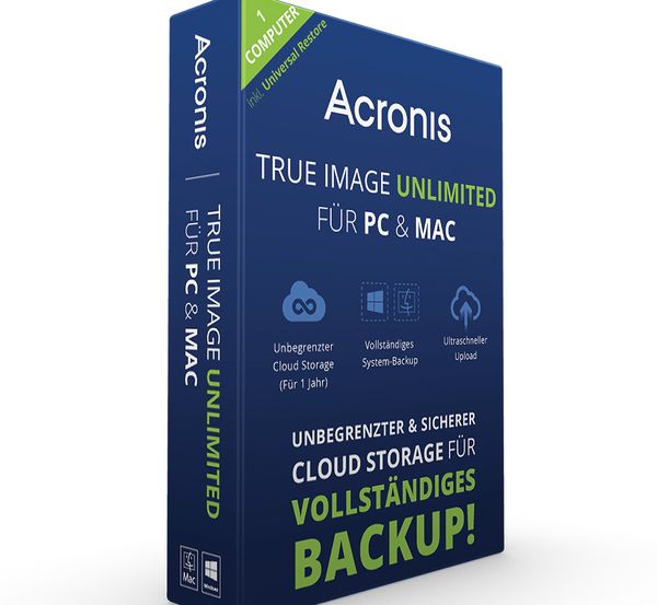 Version »Acronis True Image Unlimited« für PC & Mac kommt mit unbegrenztem Cloud-Storage (Bild: Acronis)