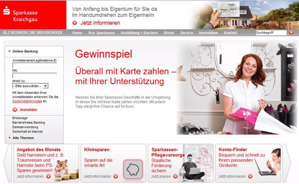 Homepage der Sparkasse Kraichgau basiert auf neuer IT- und Storage-Architektur (Bild: Sparkasse Kraichgau)