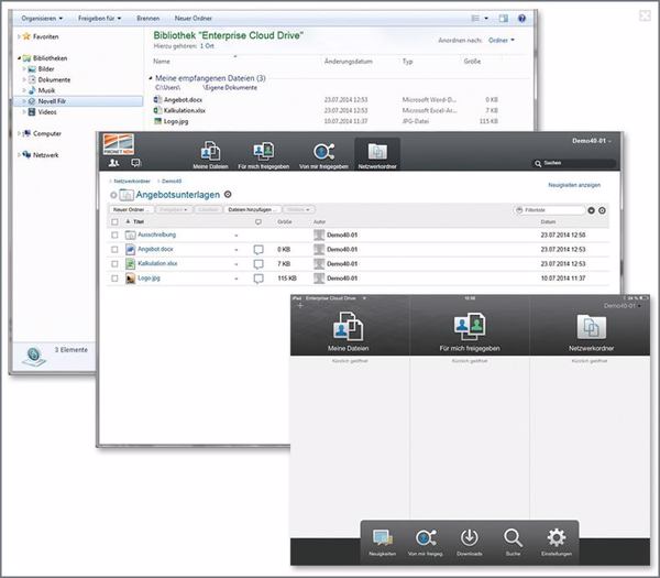 Screenshots von »Enterprise Cloud Drive« (Bild: Pironet NDH)