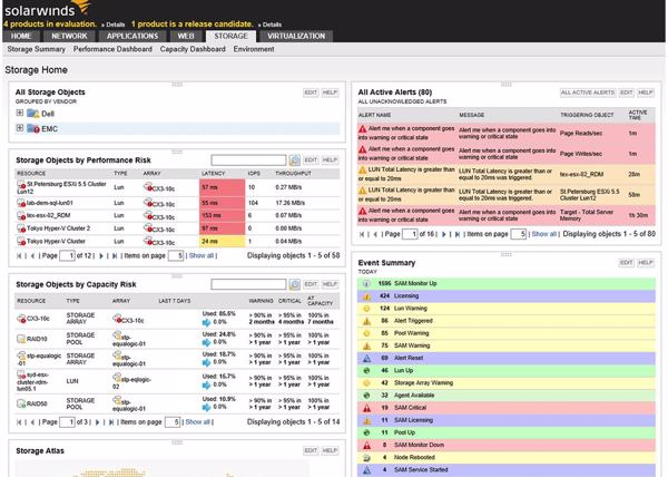 »Storage Resource Monitor« (SRM) ist besonders gut bei Multivendor-Umgebungen (Bild: Solarwinds)