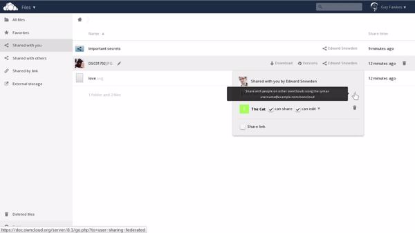 Dokumente teilen mit »ownCloud 8.1« (Bild: Owncloud)