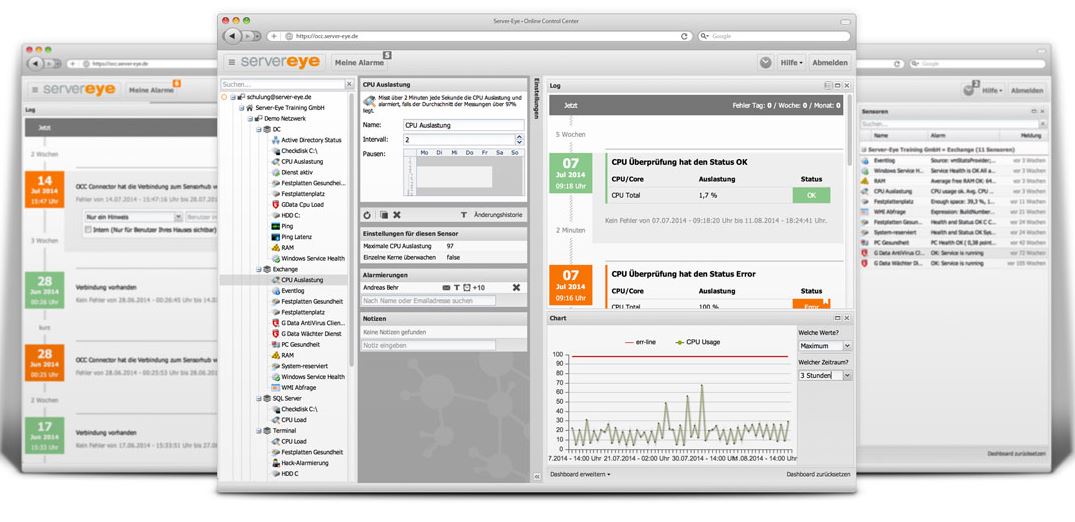 Das Online-Control-Center (OCC) der Monitoring-Lösung Server-Eye (Bild: Server-Eye)