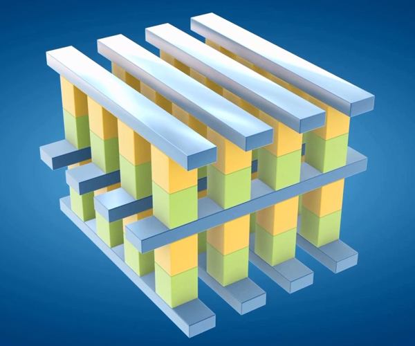 Schema des neuen Speicherchips mit seinen gestapelten Speicherschichten (Bild: Intel)