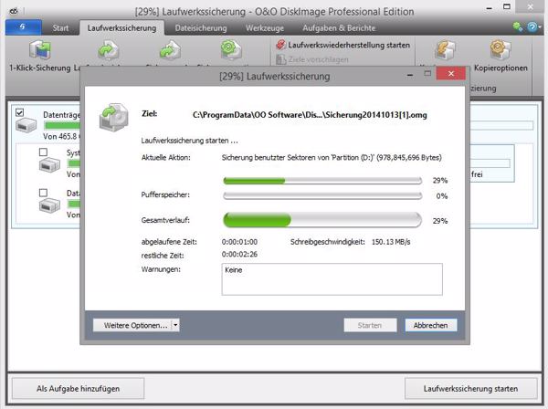 Datensicherung/Backup mit »O&O DiskImage10« (Bild: O&O Software)