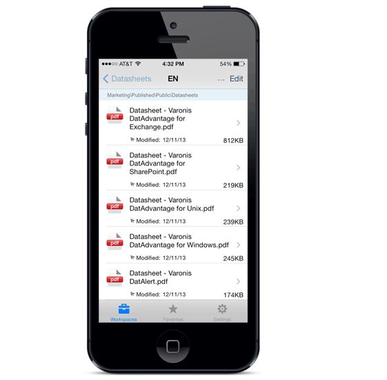 iPhone-Client der Filesharing-Lösung »DatAnywhere 2.5« (Bild: Varonis)