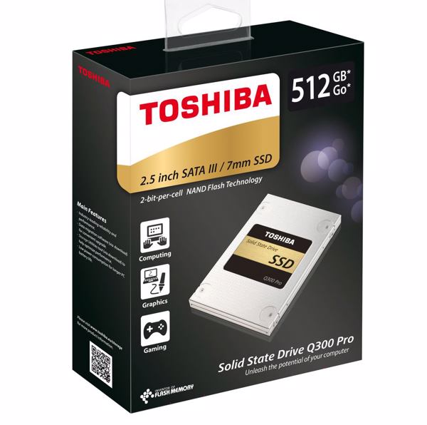 Consumer-SSD »Q300 Pro« mit 512 GByte in der Retail-Verpackung (Bild: Toshiba)