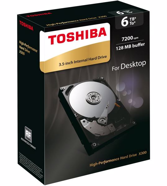 Consumer-3,5-Zoll-Festplatte »X300« zum Desktop-Aufrüsten mit 6 TByte in der Retail-Verpackung (Bild: Toshiba)