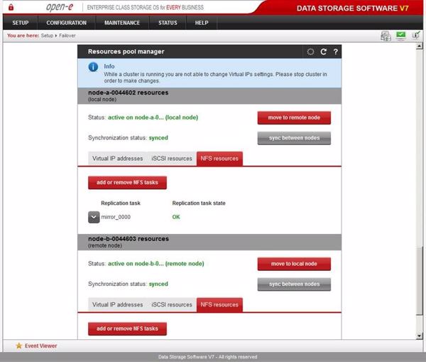 Einrichten des active-active-NFS-Failover mit »DSS V7« (Open-E)