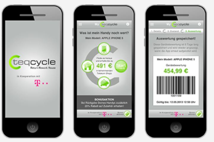 Vor der Smartphone-Rücknahme kann das Gerät bewertet werden (Bild: Teqcycle)