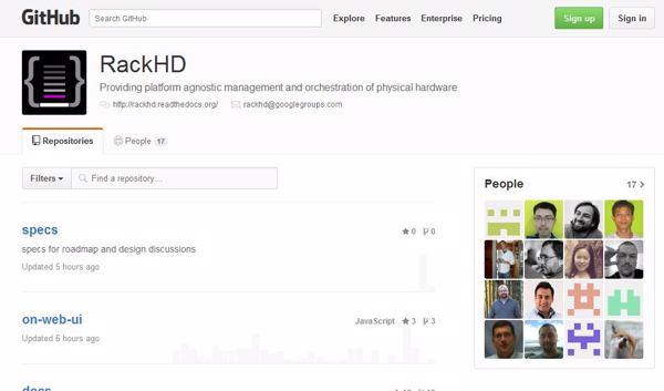 RackHD-Community auf GitHub (Bild: GitHub)