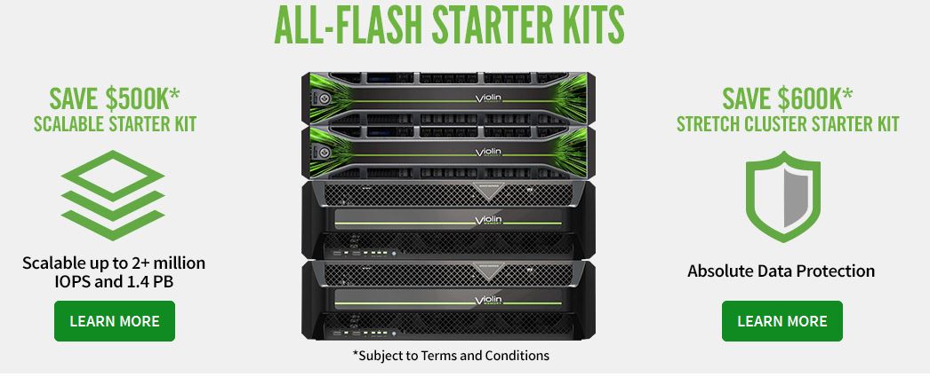 Zwei All-Flash-Starter-Kits auf Basis der »Flash Storage Platform« (FSP) 7700 verfügbar (Bild: Violin Memory)