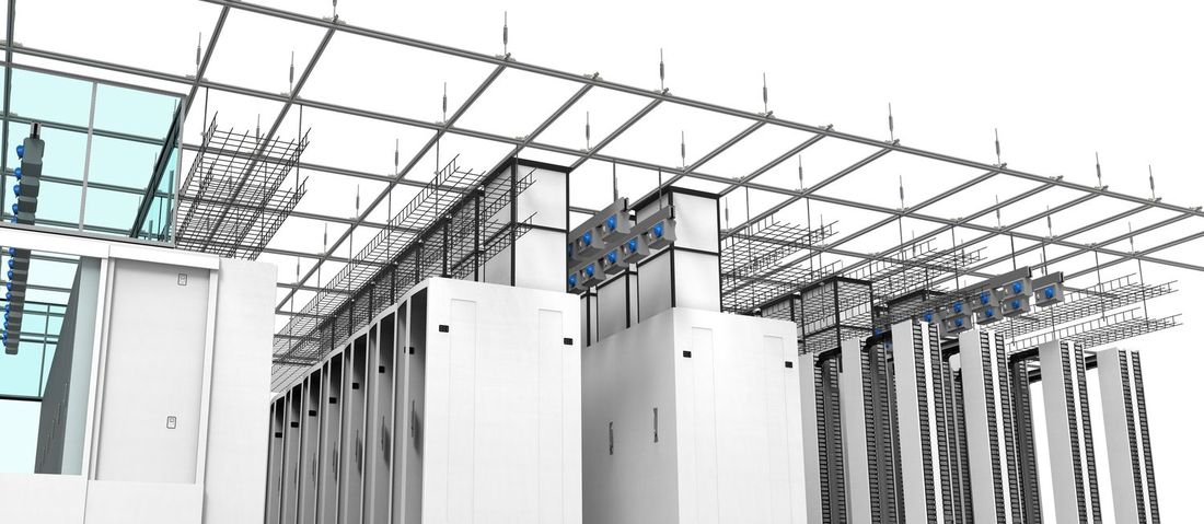 Neuartiges Deckentragsystem ermöglicht im Datacenter die Errichtung von Sicherheitskäfigen, Warmgangeinhausungen und Kanälen für die Warmluftrückführung (Bild: Daxten)