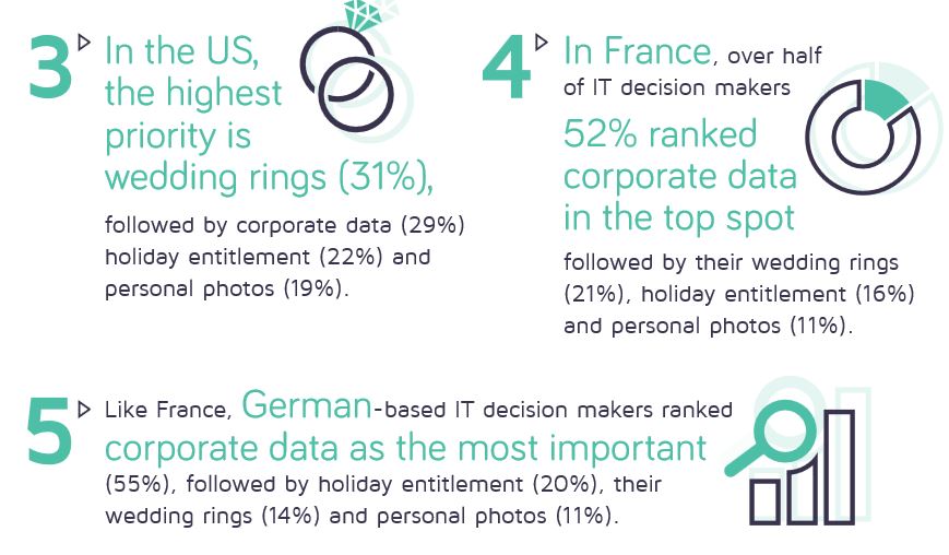 Braves Kontinental-Europa: In Deutschland und Frankreich sind Unternehmensdaten bei IT-Entscheider am wichtigsten (Bild/Quelle: Arcserve)